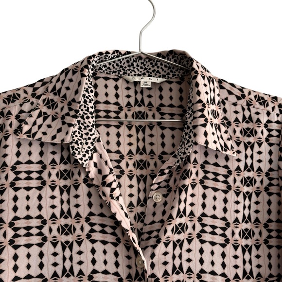 CAbi "Colony Club" Blush Pink & Black Geometric Cheetah Print Belted Shirt Dress - Picture 4 of 12